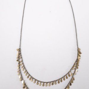 Lee Angel Antique Brass Tiered Drop Necklace NWT 110